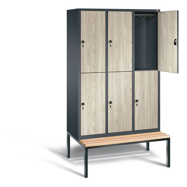 C+P Spind doppelstöckig Evolo, H2090xB1200xT815mm, Farbe: Anthrazitgrau / Dekor Sen-Esche, 48350-32 S10275