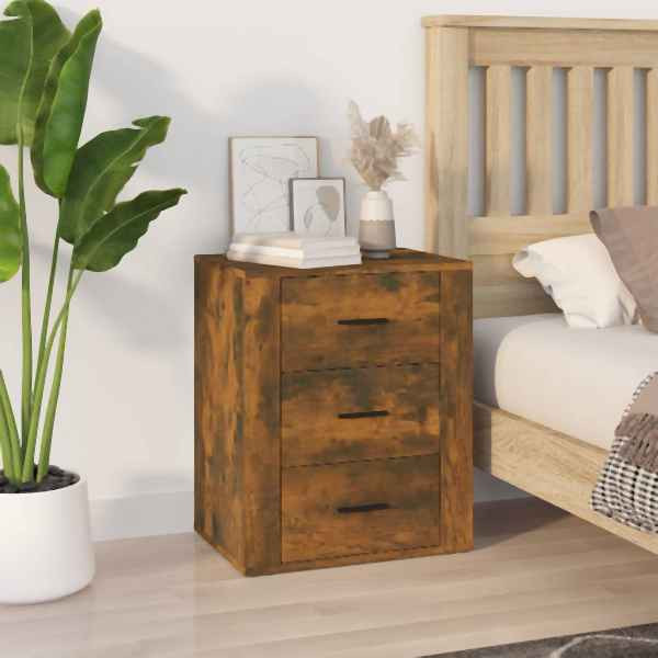 vidaXL Nachttisch Räuchereiche 50x36x60 cm Holzwerkstoff, 816717