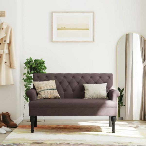 vidaXL Sitzbank mit Rückenlehne Dunkelbraun 120x62x75,5 cm Stoff, 372123