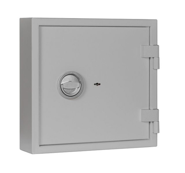 Eichner Autoschlüsseltresor mit 2 Schlüsseln, Einrichtung für 21 Schlüsselhaken, 436 x 460 x 140 mm, Farbe: RAL 7035, 9201-00056