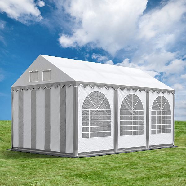 Toolport 3x6 m Partyzelt, PVC-Plane 500 g/m², grau-weiß, 6150