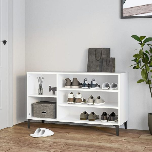 vidaXL Schuhregal Weiß 102x36x60 cm Holzwerkstoff, 819748