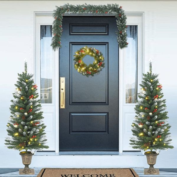 vidaXL 4-teilig Türschmuck-Set für Weihnachten PVC, 357769