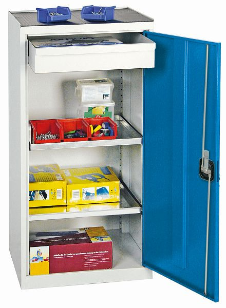 stumpf Werkzeugschrank, Höhe 100 cm, 1 Schublade, 2 Fachböden, lichtgrau / lichtblau, 2001178