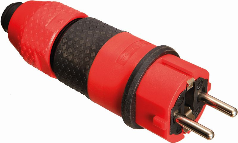 as-Schwabe SCHUKOultra II Stecker rot/schwarz Zwei-Komponententechnologie, doppelter Schutzkontakt, 62233