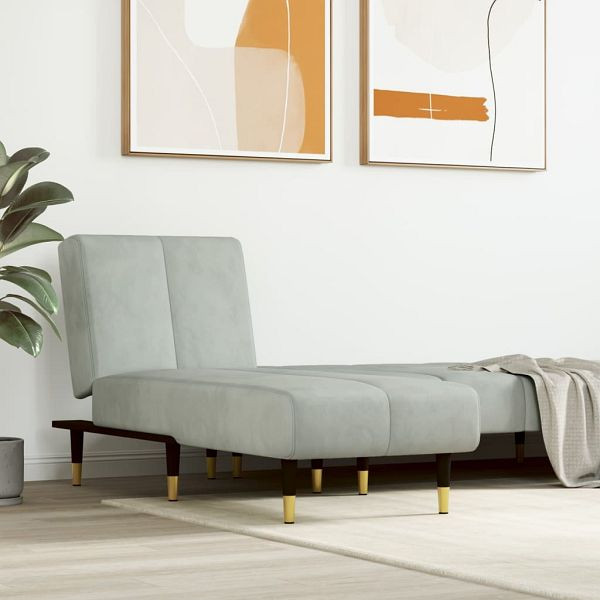 vidaXL Chaiselongue Hellgrau Samt (100% Polyester), 352793