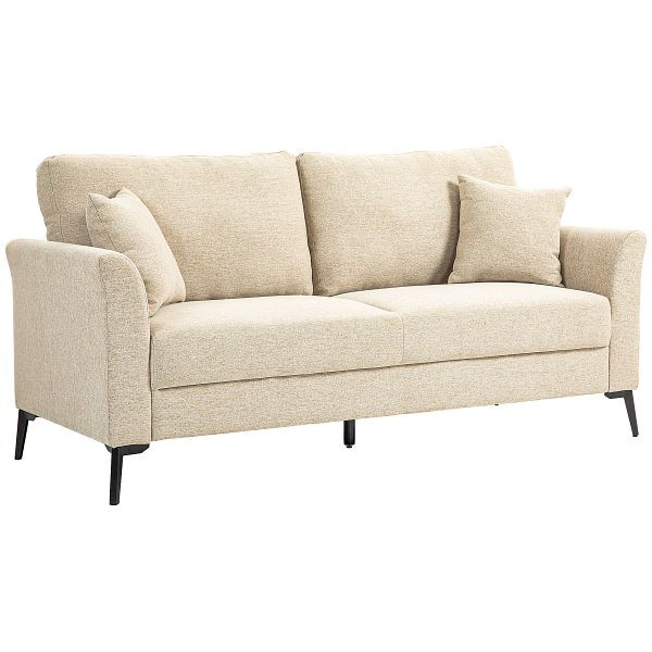 HOMCOM 2-Sitzer Sofa mit Leinenoptik, dicke Polsterung, bis 360 kg, 179 x 80 x 89 cm, Beige, 83B-066V00BG