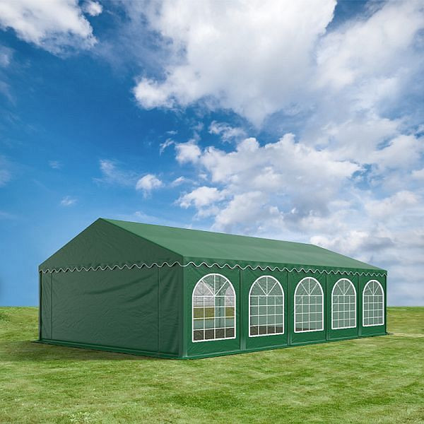 Toolport 5x8 m Partyzelt, PVC-Plane 550 g/m², mit Bodenrahmen, dunkelgrün, 5097