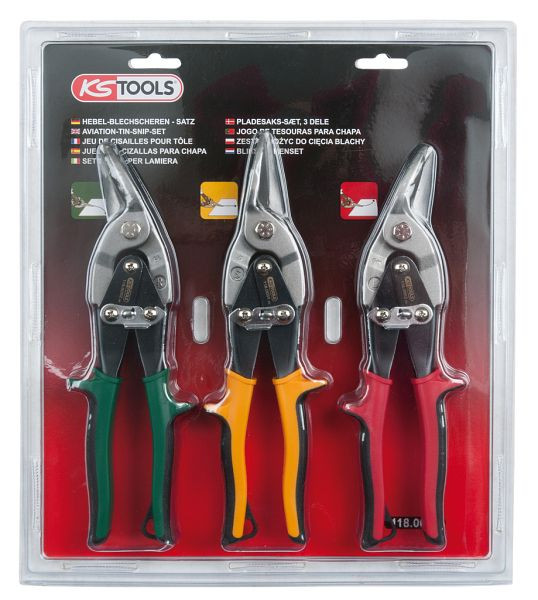 KS Tools Hebel-Blechdurchgangsscheren-Satz, 3-teilig, 118.0050