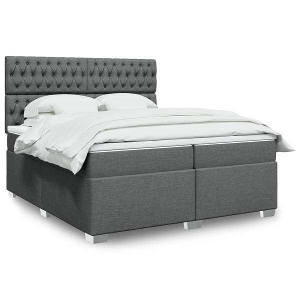 vidaXL Boxspringbett mit Matratze Dunkelgrau 200x200 cm Stoff, 3292903