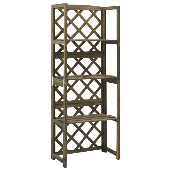 vidaXL Spalier mit Ablagen Grau 55x30x140 cm Massivholz Tanne, 316410