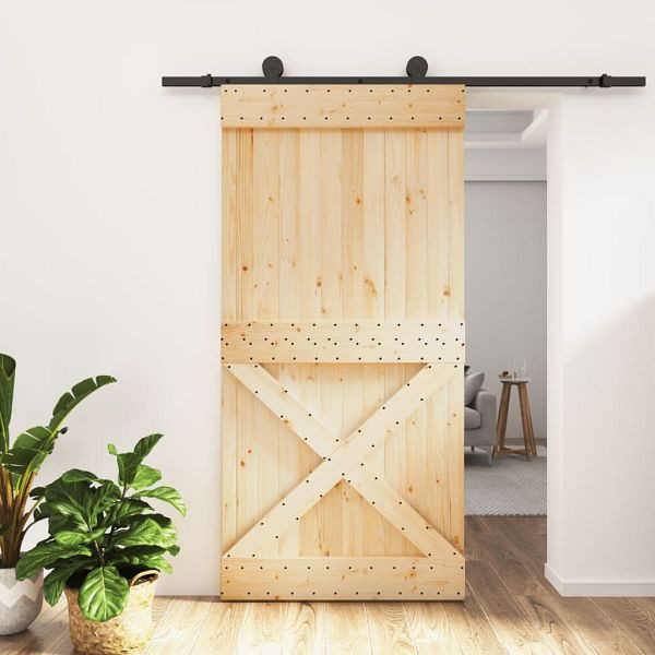 vidaXL Schiebetür mit Beschlag 100x210 cm Massivholz Kiefer, 3203081