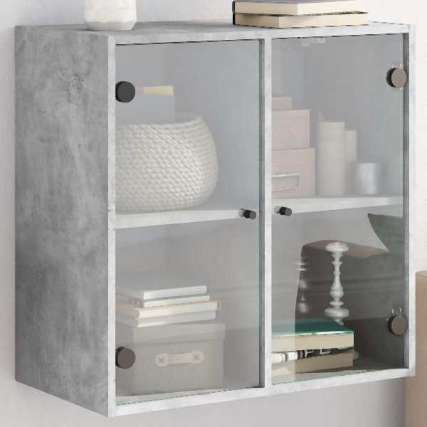 vidaXL Wandschrank mit Glastüren Betongrau 68x37x68,5 cm, 836493