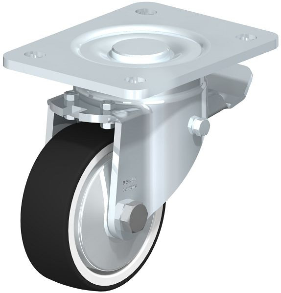Blickle LH-POTH 100K-3-ST-FA Stahlblech-Lenkrolle, Schwerlast-Ausführung, mit Anschraubplatte, Thermoplastisches Polyurethan, Grau, 750092