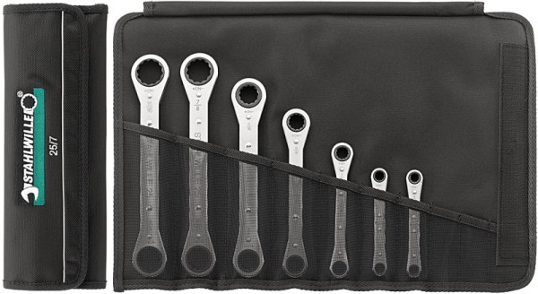 STAHLWILLE Satz: Ratschenringschlüssel in Rolltasche Nr.25A/7 N 7-teilig, 96415601