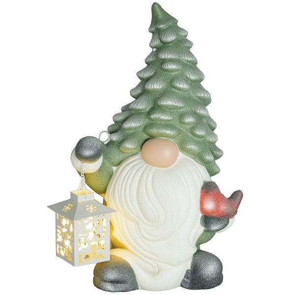 HOMCOM Weihnachtszwerg mit Laterne, LED, batteriebetrieben, wetterfest, 28x21x42 cm, 844-994V00MX