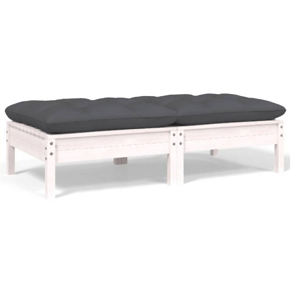 vidaXL 2-Sitzer-Gartensofa mit Kissen Weiß Massivholz Kiefer, 806659