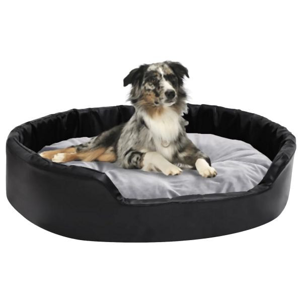 vidaXL Hundebett Schwarz-Grau 90x79x20 cm Plüsch und Kunstleder, 171255