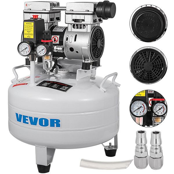 VEVOR Flüster Kompressor Ölfrei Luftkompressor Druckluft 30L Kessel Leise, KYJYM850-30LYSJ01V2
