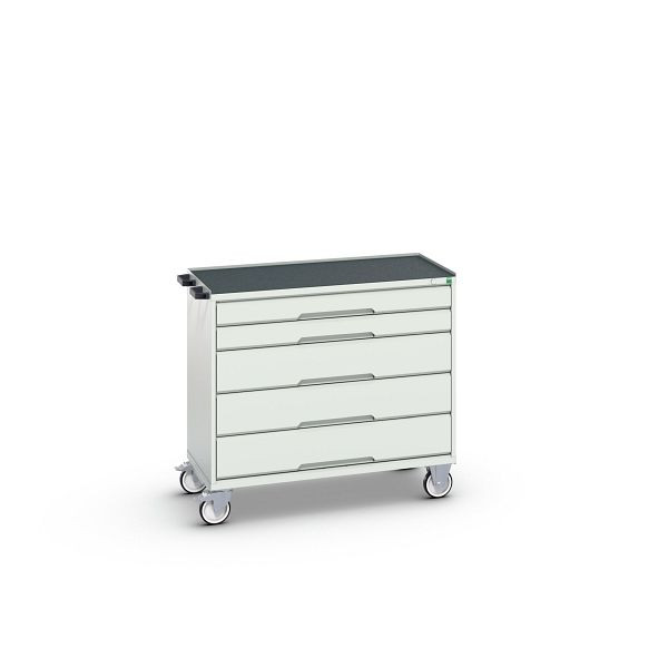 bott verso mobiler Schubladenschrank, mit 5 Schubladen und Abrollrand, BxTxH: 1050 x 550 x 965 mm, Lichtgrau / Lichtgrau, 16927052.16