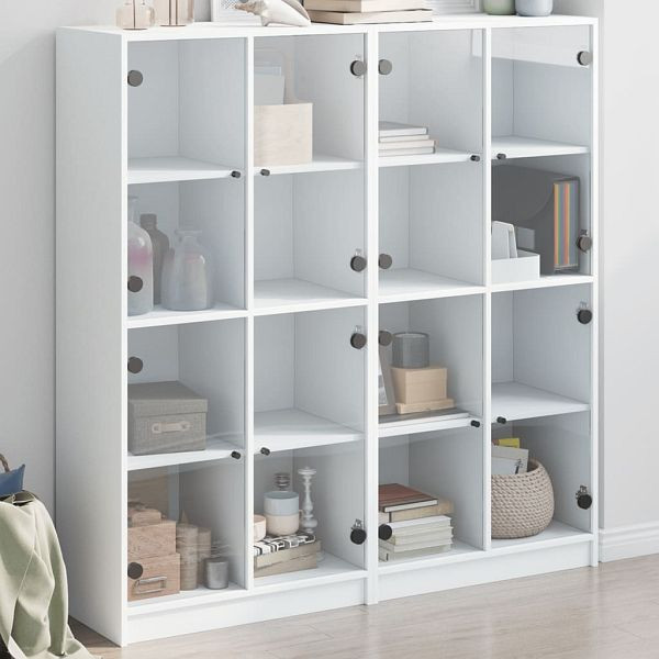 vidaXL Bücherschrank mit Türen Weiß 136x37x142 cm Holzwerkstoff, 3206517