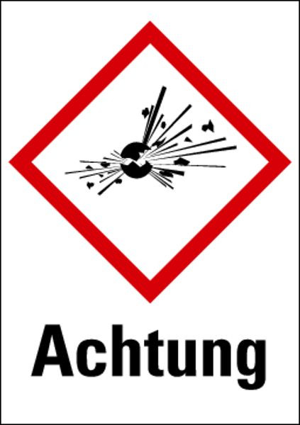 Schilder Klar Gefahrstoffkennzeichnung Achtung Explosionsgefährlich, auf Bogen à 16 Stück, 99x135 mm Folie selbstklebend, 469/67