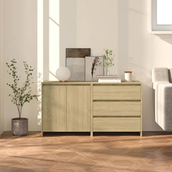 vidaXL 2-teilig Sideboard Sonoma-Eiche Holzwerkstoff, 3098059