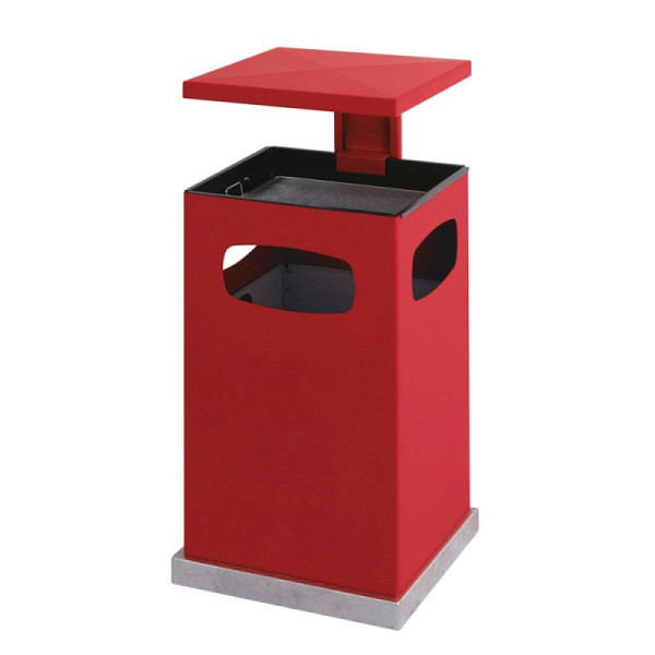 STEIN HGS Ascher-Papierkorb mit abnehmbarem Dach, rot, 80 Liter, 83749.0006
