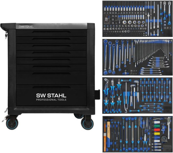 SW-Stahl Profi-Werkstattwagen TT802, schwarz, bestückt, 338-teilig, Z3212