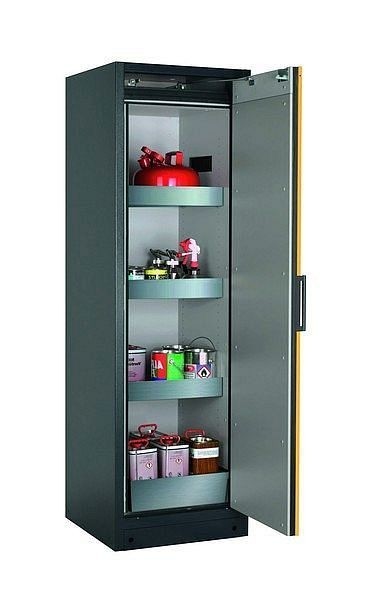 asecos Sicherheitsschrank Q-CLASSIC-90, Q90.195.060.R in sicherheitsgelb RAL 1004 mit 3x Wannenboden Standard (Edelstahl), 30073-040-33416