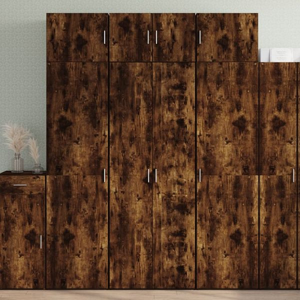 vidaXL Highboard Räuchereiche 70x42,5x185 cm Holzwerkstoff, 3281431
