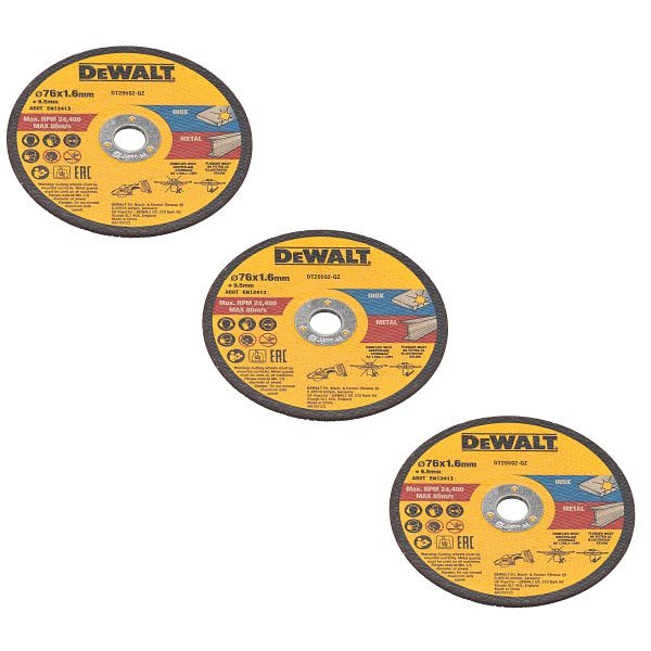 DeWalt High Performance Trennscheibe 76x1,6x9,5 mm Inox und Metall Typ 41 (flach), DT20592-QZ