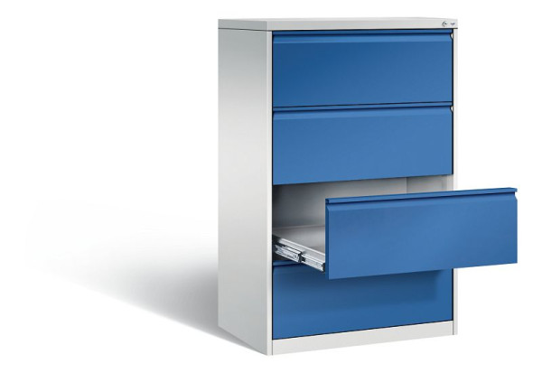 C+P Karteischrank Acurado, H1357xB787xT590mm, Farbe: Lichtgrau / Enzianblau, Griffleiste, 12934-322 S10014