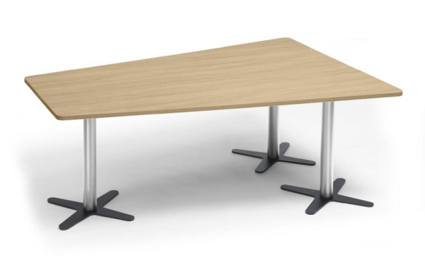 Deskin Konferenztisch DUBLIN, Dekor: Eiche hell, Gestellfarbe: Verchromt / Anthrazit RAL 7016, BxHxT: 2000 x 735 x 1410 mm, 330285