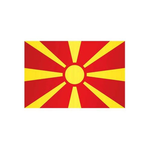 Stein HGS Länderflagge Mazedonien, 60 x 90 cm (Querformat), mit Seil und Schlaufe, FlagTop 160 g/m², für Fahnenmasten 6 m, ohne Hohlsaum, 27211