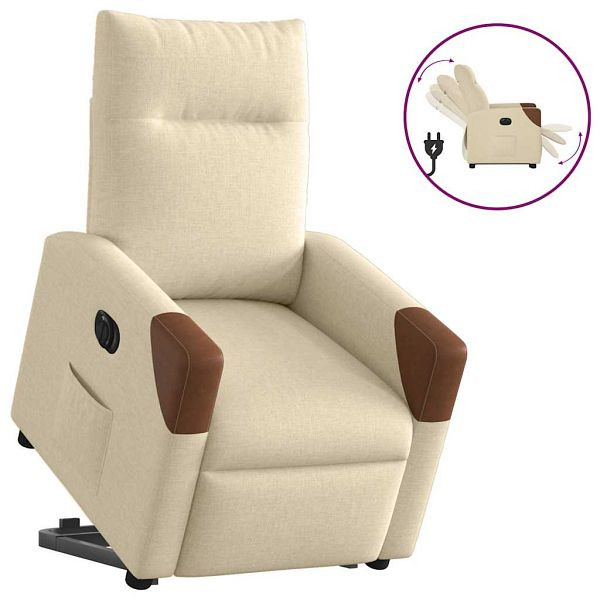 vidaXL Relaxsessel mit Aufstehhilfe Elektrisch Creme Stoff, 3324026