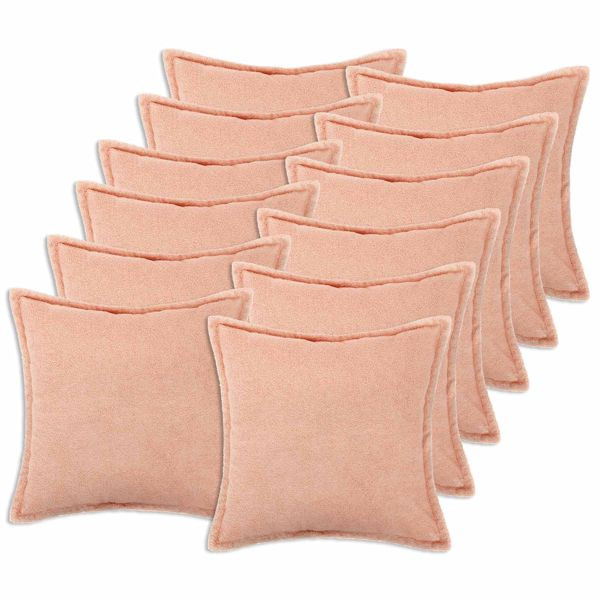 vidaXL Kissenbezug 12 pcs HOUTEN Rosa 45 x 45 cm Bouclé, 918669
