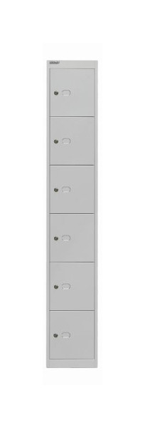 Bisley Schließfachschrank Office, 1 Abteil, 6 Fächer, lichtgrau, CLK186645