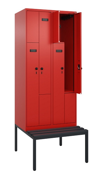 C+P Z-Spind Evolo PLUS, Bank, 4 Fächer, 2120x800x815mm, 3020/3020, Drehriegel, Sitzfläche Kunststoff, Sitzbank, 0490537-224 S10085