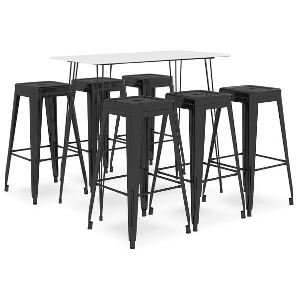 vidaXL 7-teilig Bar-Set Weiß und Schwarz, Material: Metall, 3057415
