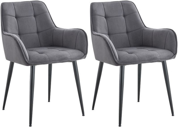 CLP 2er Set Esszimmerstuhl Ferndale Samt, dunkelgrau, 326695