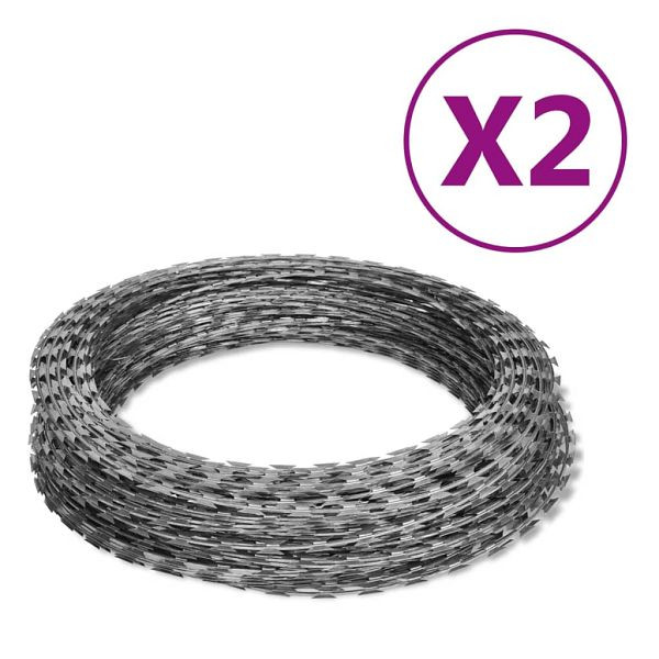 vidaXL Stacheldraht 2 Stück Concertina-Draht Verzinkter Stahl 100 m, 3057512