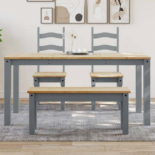 vidaXL Esstisch Panama Grau 160x80x75 cm Massivholz Kiefer, 4005706
