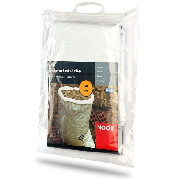 NOOR Schwerlastsäcke 50kg 60 x 105cm Gewebesäcke, VE: 3 Stück, 001601053PRN