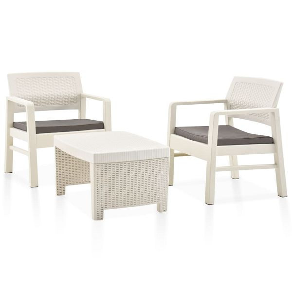 vidaXL 3-teilig Garten-Lounge-Set Kunststoff Weiß, 48823