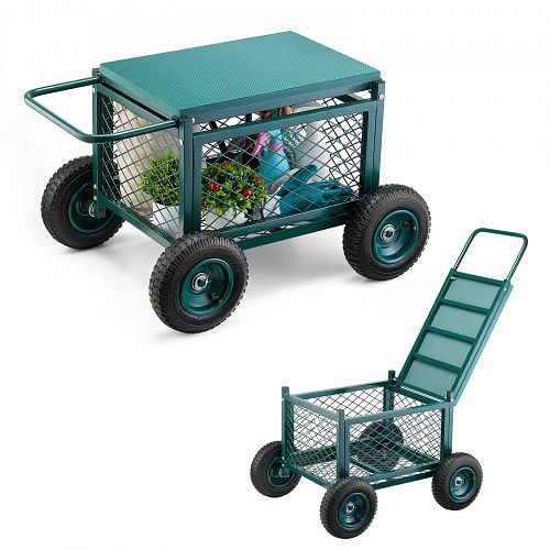 VEVOR Gartenrollsitz Metall 760x520x440 mm, bis 180 kg, mit Rädern für Rasen, Terrasse, Hinterhof, KYDHYZYZXCWKUET6P001V0