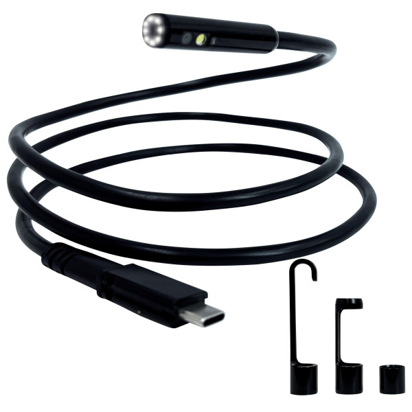 Runpotec RC3 Kamerakopf biegsam Ø 8 mm, 1 Meter, Triple Linse ( 1 x Frontkamera, 2 x Seitenkamera), Bildwinkel 80°, für RC3 Inspektionskamera, 21002