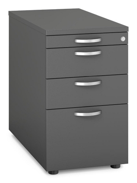 Deskin Standcontainer PROFI MODUL, Anthrazit, 435 x 800 x 720 mm, 1 + 2 Schübe + 1 Hängeregistratur, 333373