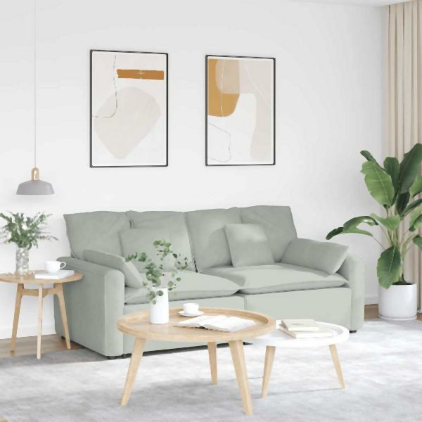 vidaXL Modulares Sofa mit Kissen Hellgrau, 3321129, 8721158641434