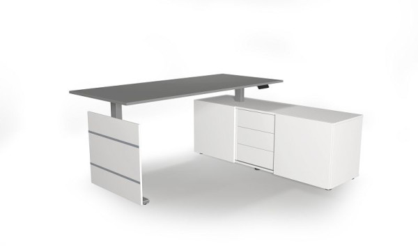 Kerkmann Komplettarbeitsplatz Move 3 elektrisch höhenverstellbar, Weiß/Grafit, 10236312